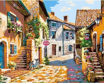 Diamentowa Mozaika Kamienna Uliczka We Włoszech Haft Kreatywne 30X40 cm