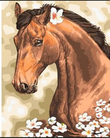 Diamentowa Mozaika Haft Diamentowy Koń Z Kwiatkiem 30x40cm