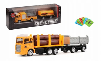 Auto Truck Metal Z Przyczepą Wytrzymały Realistyczny + Karty Edukacyjne