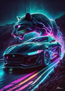 Diamentowa Mozaika Sportowe Auto I Gepard 30x40 Cm Kreatywne Diamenty