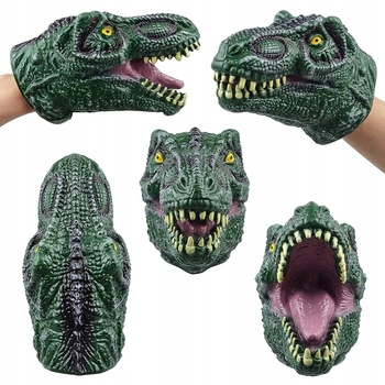 Gumowa Pacynka Dinozaur Na Rękę Pacynki Dinozaur Rękawica Raptor Zielony